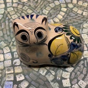 Vintage Tonala Porcelain Cat Ceramic Statue Numbered
